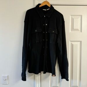 Vintage L.L Bean Black Waffle Button Up XL-Reg Arm Patch